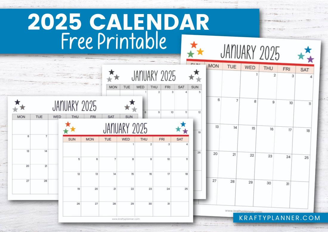 Printable 2025 Calendar To Plan Your Year — Krafty Planner - Monthly Planner Free Printable Calendar 2025