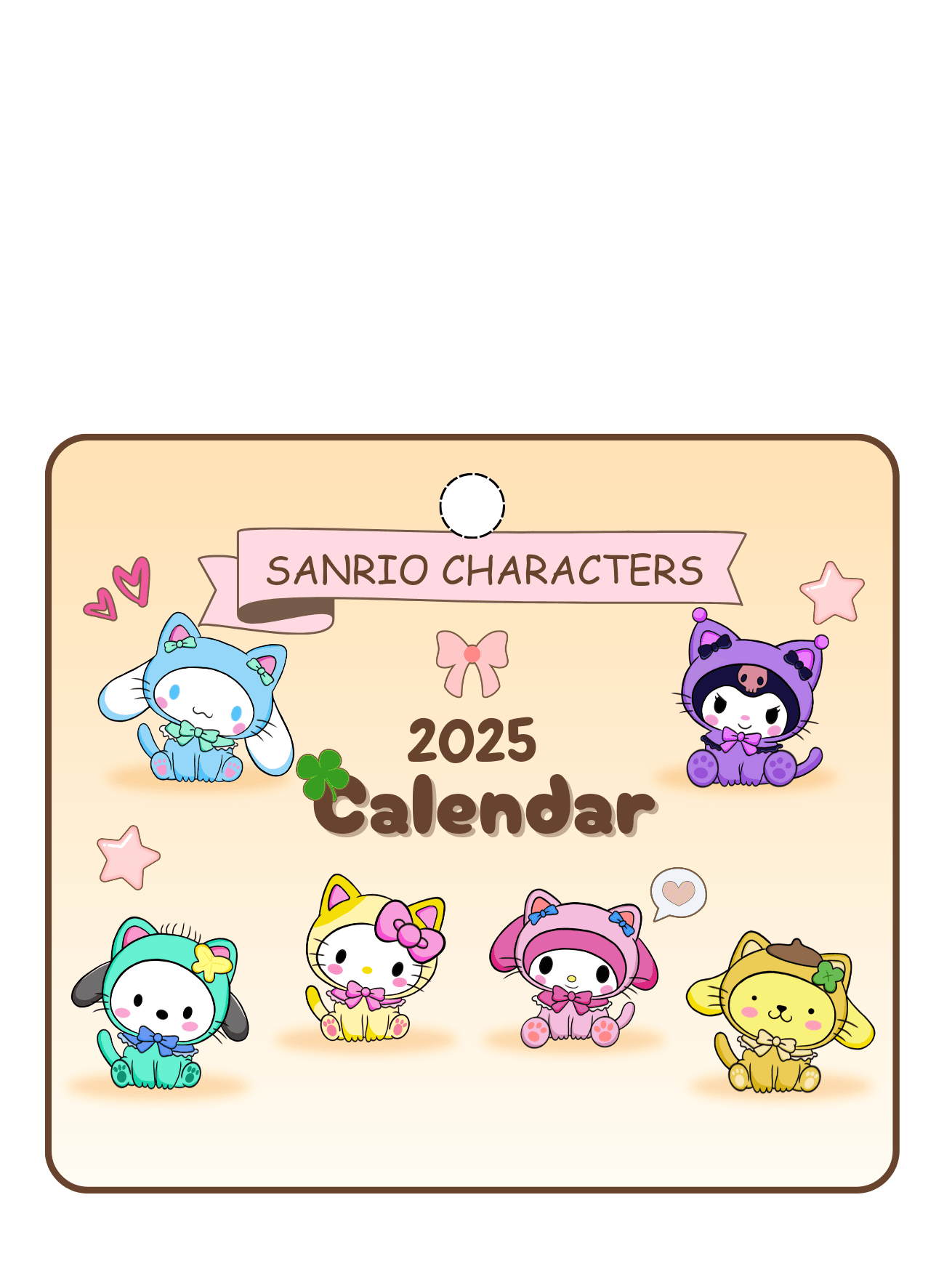 Printable 2025 Calendar With Sanrio Characters Design - Printable Sanrio Calendar 2025