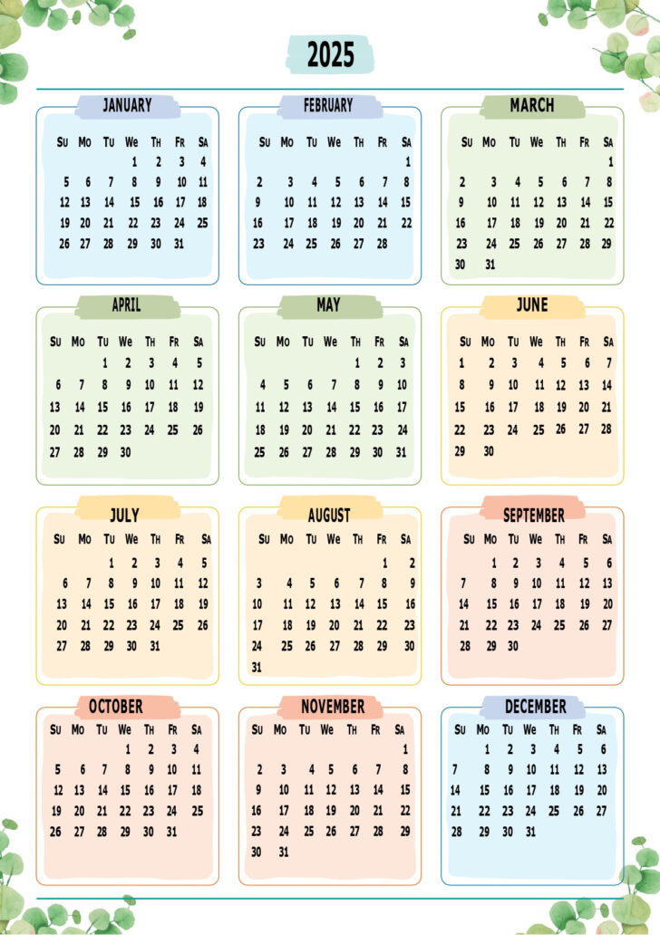 Free Printable 2025 One Page Calendar