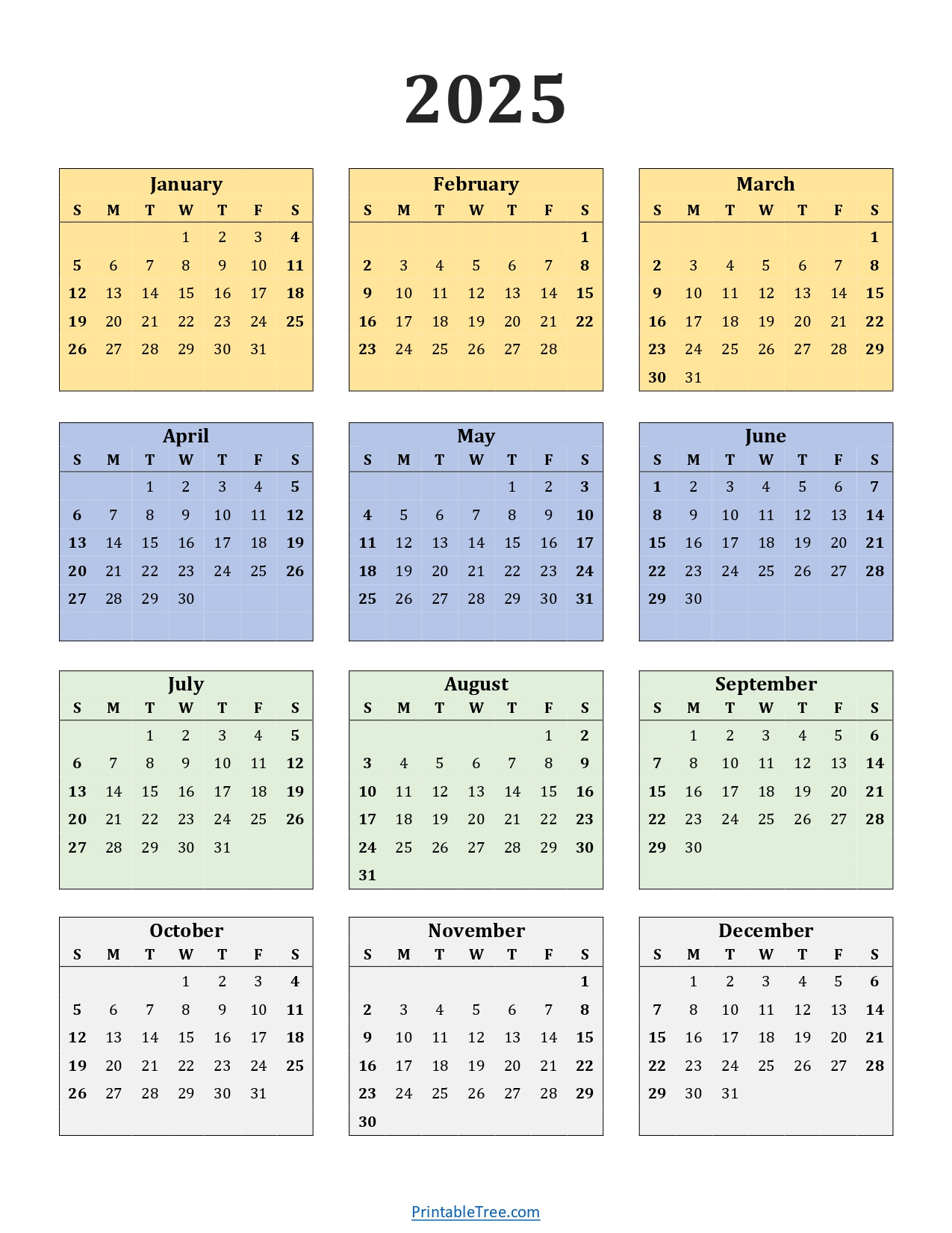 Printable Calendar 2025 One Page With Holidays (Single Page) 2025 - Printable Calendar 2025 One Month Per Page