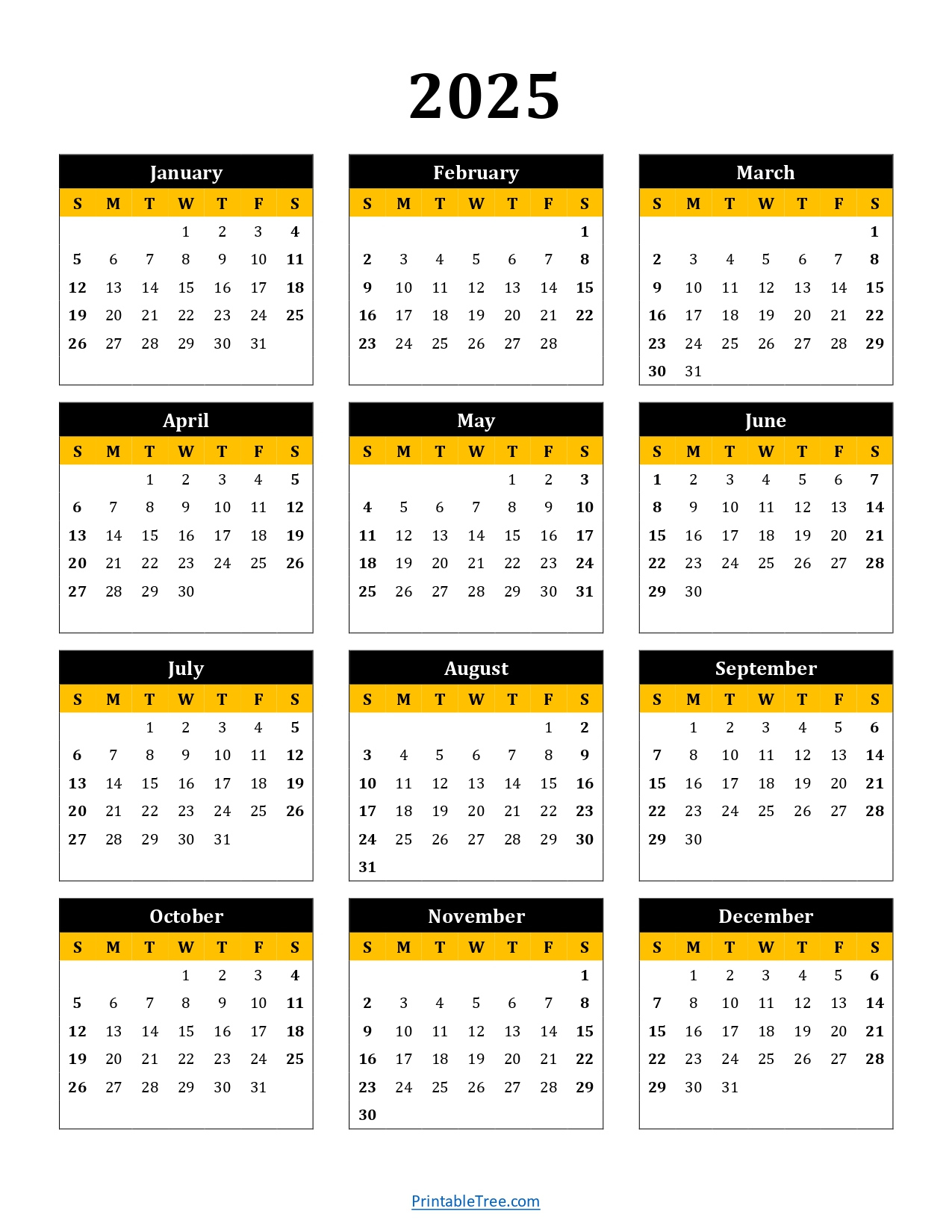 Printable Calendar 2025 One Page With Holidays (Single Page) 2025 - Printable Calendar 2025 Portrait