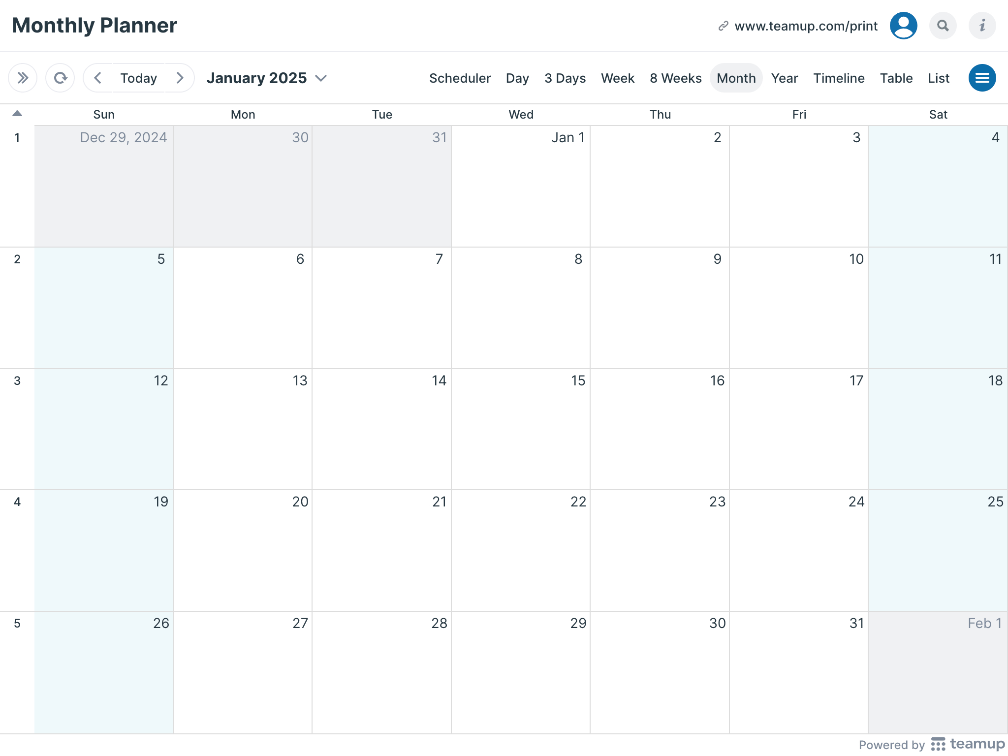 Printable Calendars - Teamup - Printable Calendar 2025 Date Range