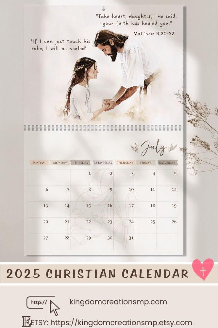 Printable Christian Calendar 2025 - Bible Verse Calendar - Printable Calendar 2025 Christian