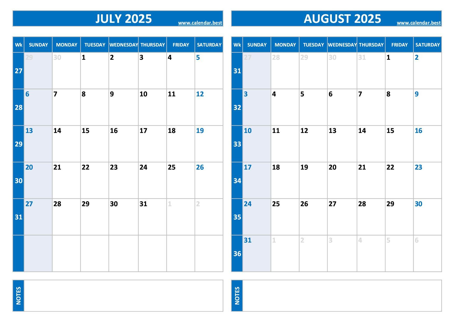 Printable July And August 2025 Calendar - Free Pdf &amp;amp; Jpg Downloads - General Blue July 2025 Calendar