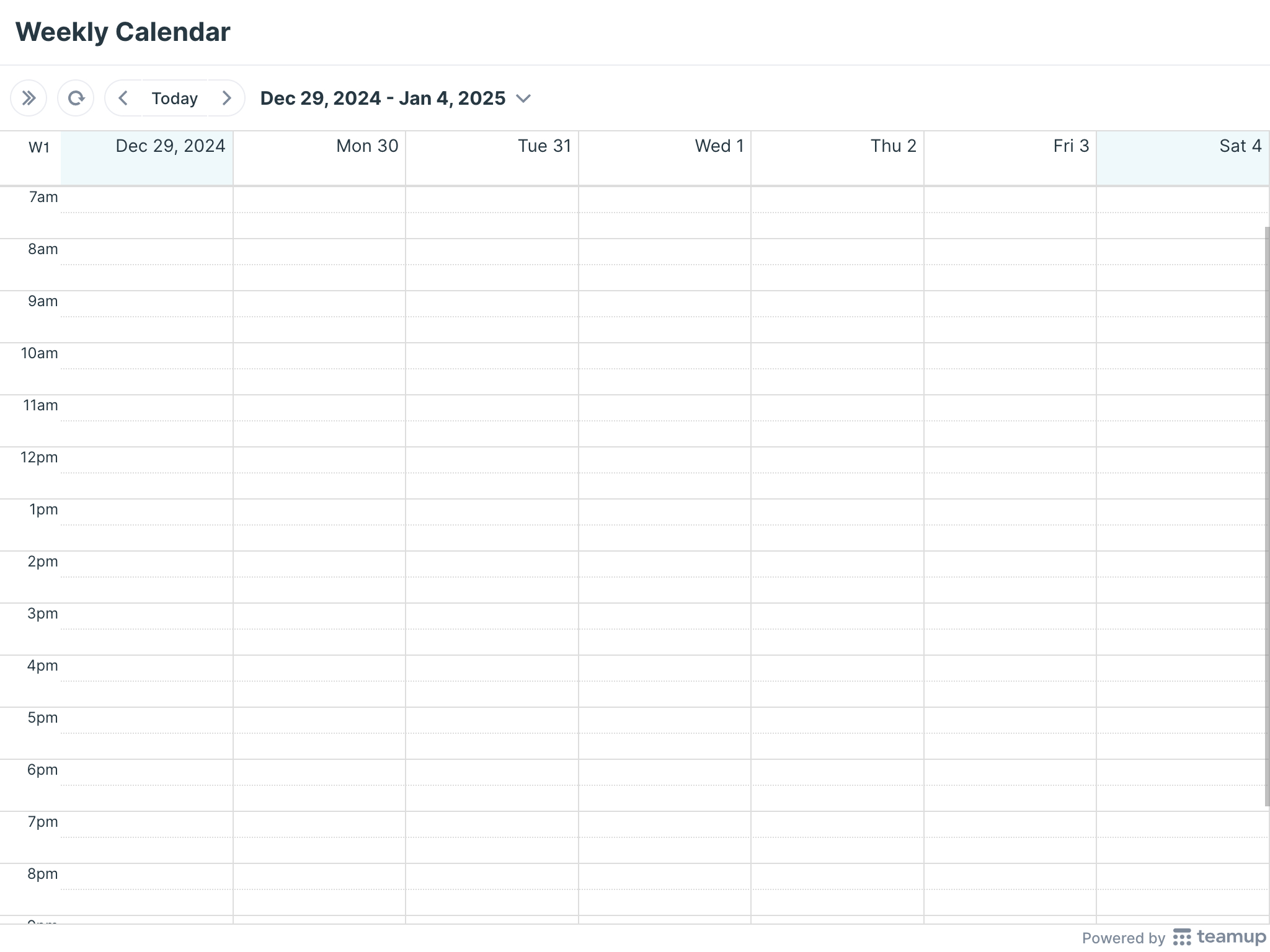Printable Weekly Calendar 2025 - Teamup - Printable 2025 Week Calendar