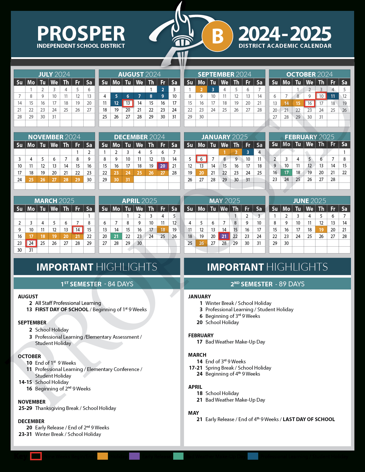Prosper Isd Officials Seek Feedback On 2024-25 Academic Calendar - Prosper Isd 2024 2025 Calendar Printable