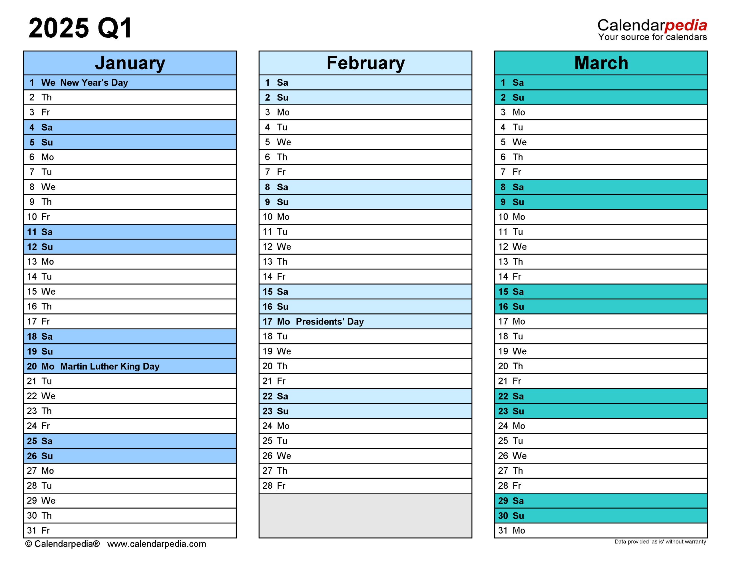 Quarterly Calendars 2025 - Free Printable Pdf Templates - 1st Quarter 2025 Calendar Printable
