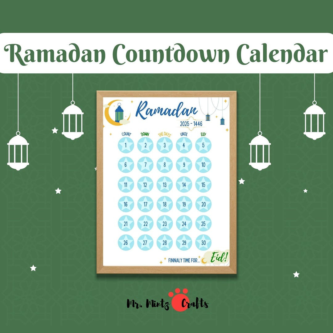 Ramadan-Kalender 2025 Für Kinder Zum Ausdrucken | Islamisches Kunsthandwerk Für Kinder | Ramadan Geschenk Eid Mubarak Ramadan Countdown Kalender - Printable Calendar 2025 Ramadan
