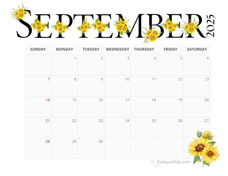 Free Printable Calendar 2025 September