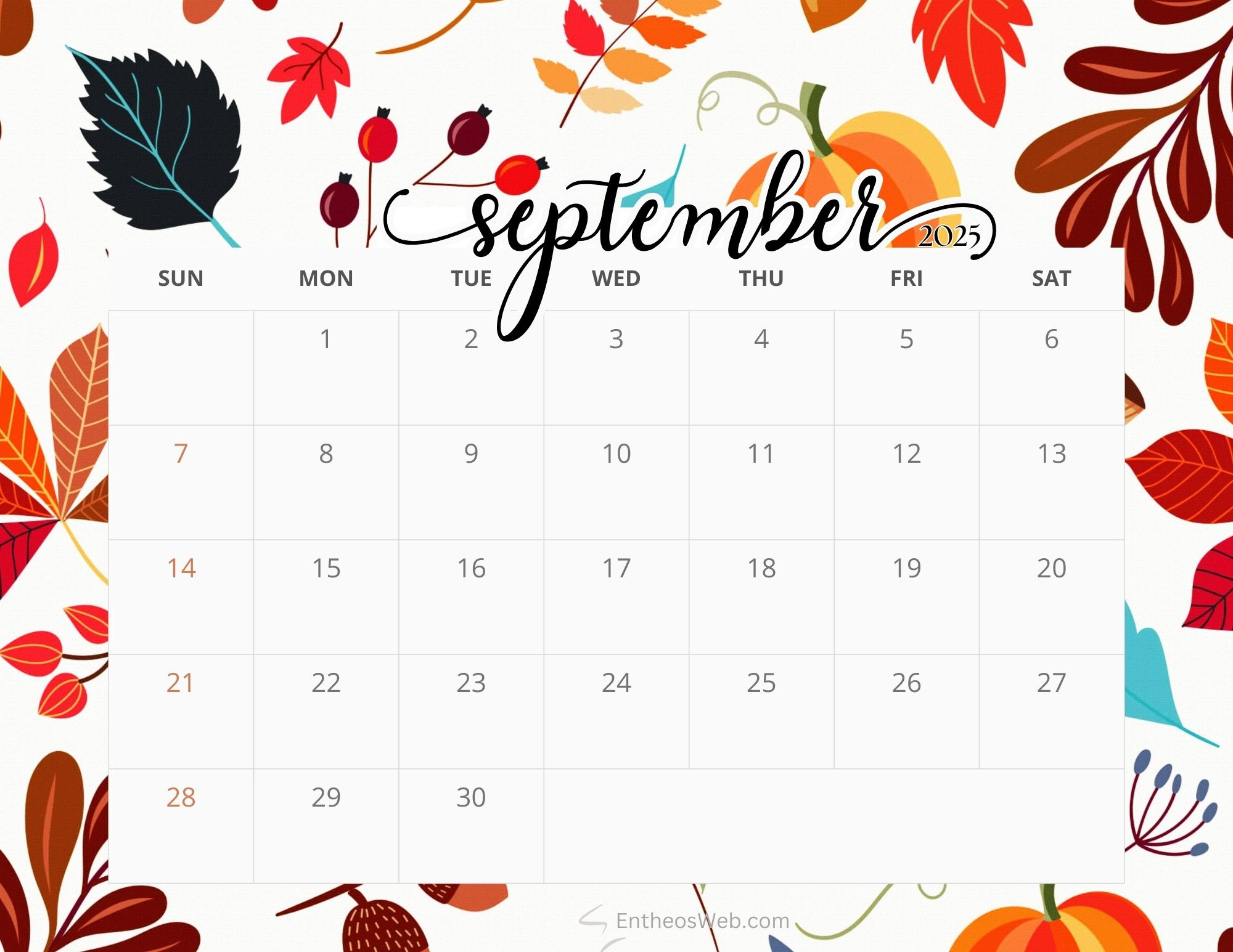 September 2025 Calendar Printables | Entheosweb - Printable Calendar September 2025 July 2025