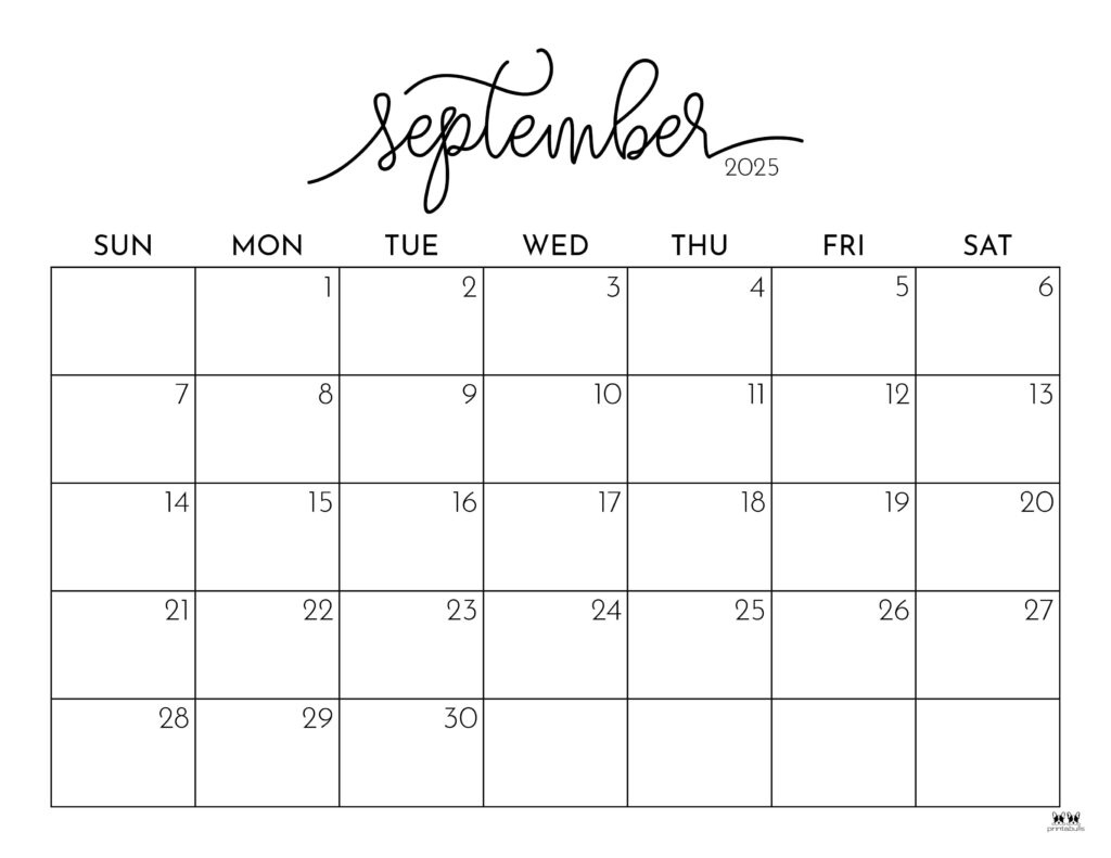 September 2025 Calendars - 107 Free Printables | Printabulls - Sept 2025 Calendar Printable Free