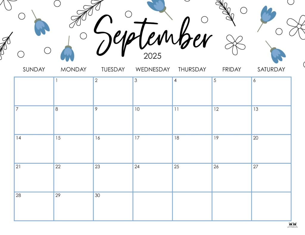 September 2025 Calendars - 107 Free Printables | Printabulls - September 2025 Calendar with Holidays Printable