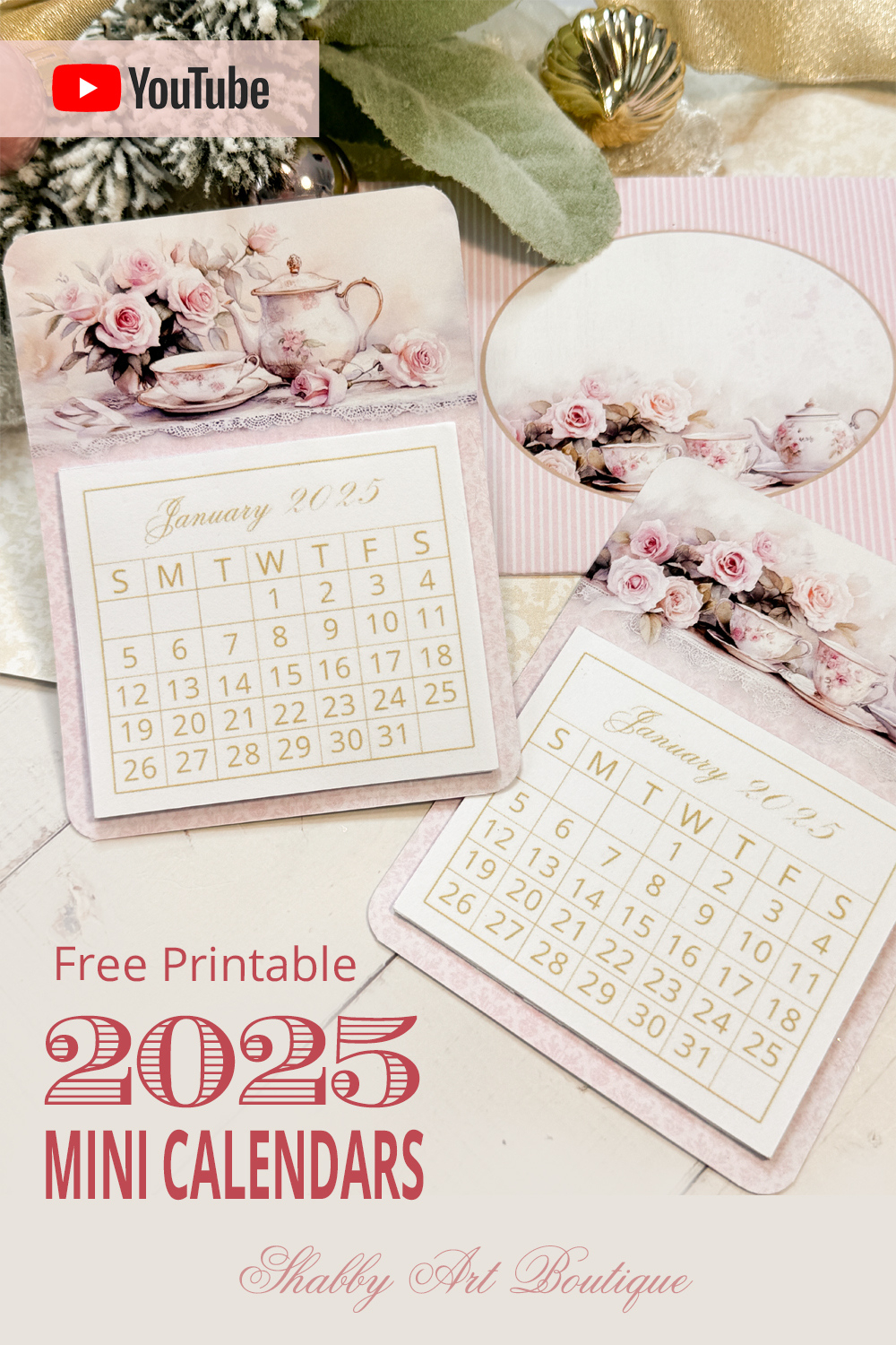Simply Christmas: Free Printable 2025 Mini Calendars - Shabby Art - 2025 Small Calendar Printable