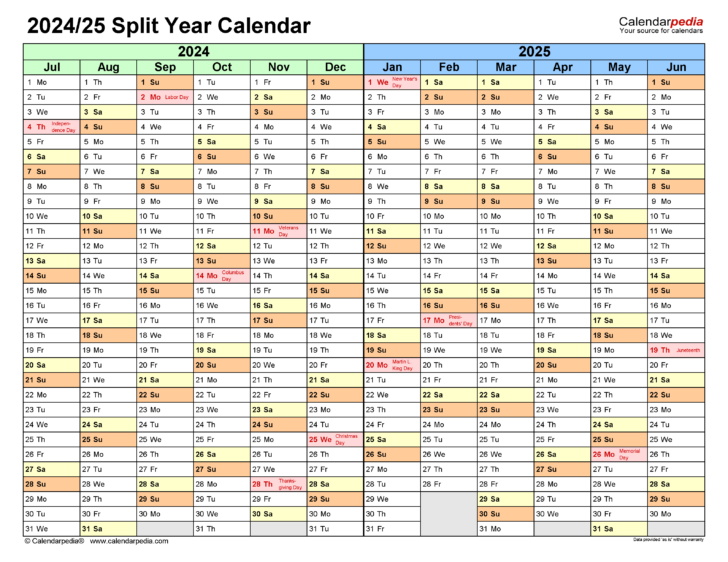July 2024 To July 2025 Calendar Printable
