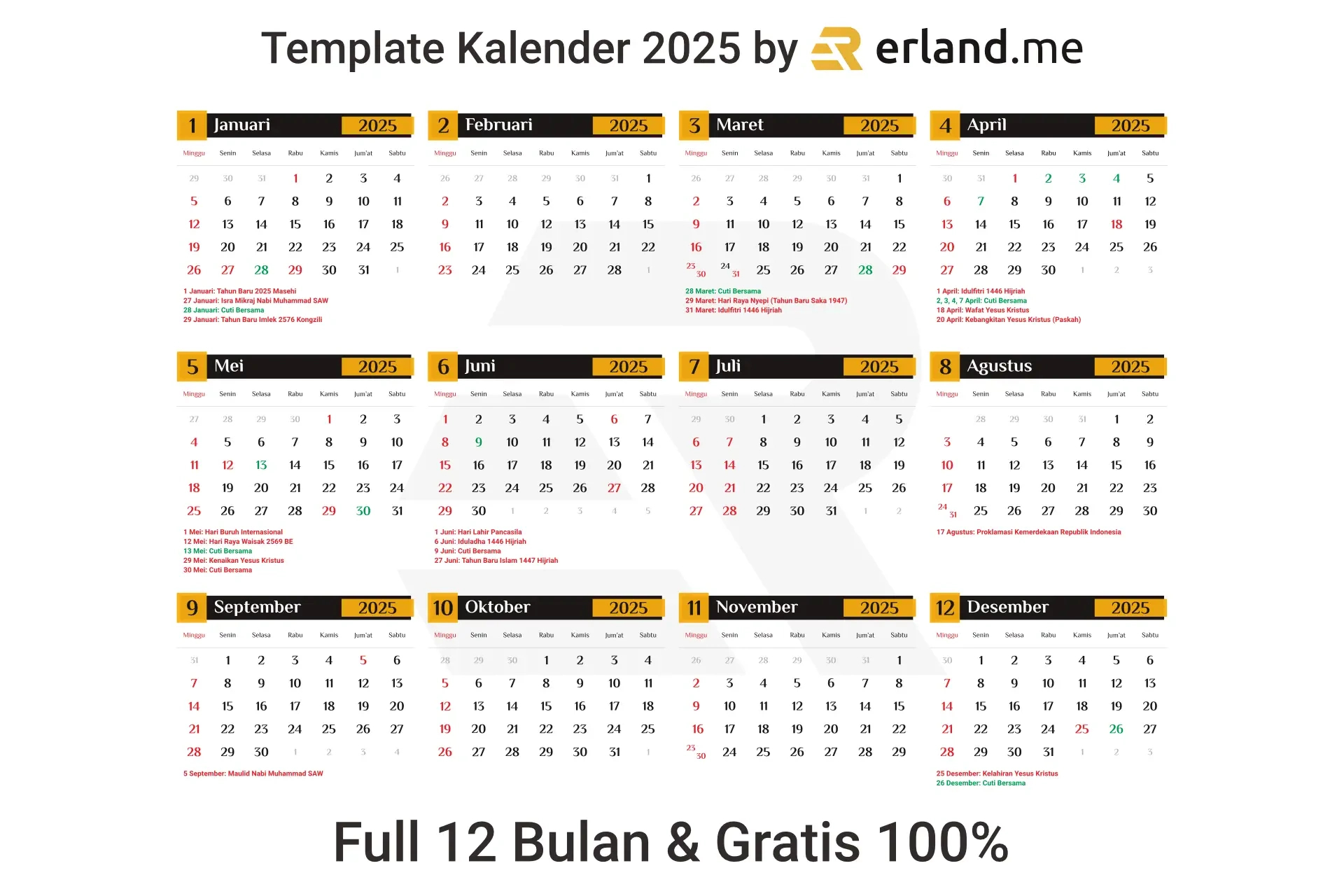 Template Kalender 2025 Cdr Ai Pdf Png Hd Free Download - Printable Calendar 2025 Indonesia Free Download
