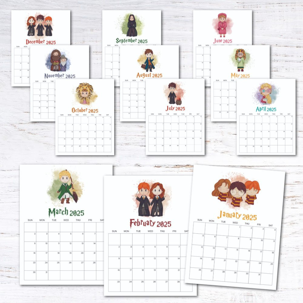Updated 2025 Harry Potter Calendar — Krafty Planner - Printable Calendar 2025 Harry Potter
