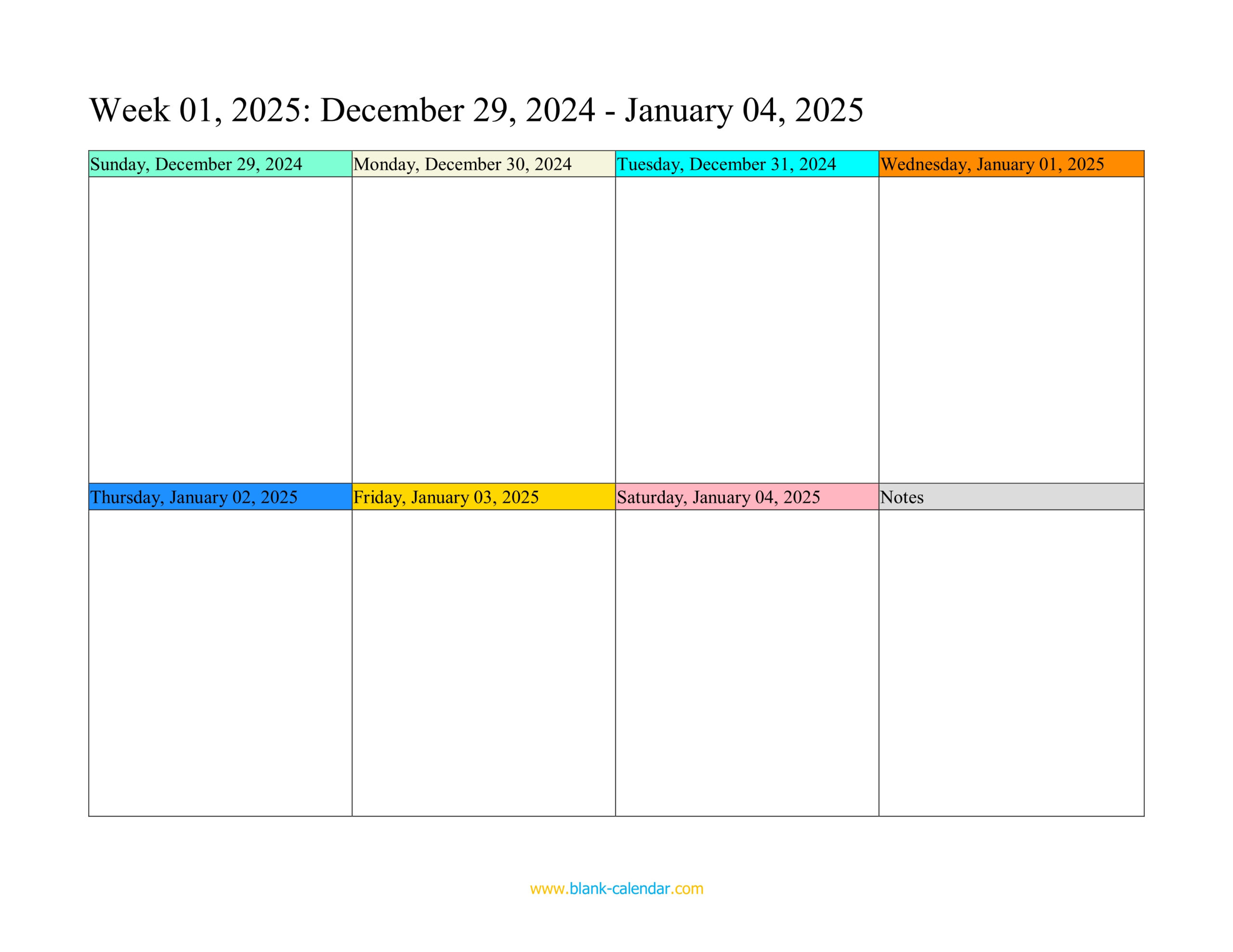 Weekly Calendar 2025 (Word, Excel, Pdf) - Printable 2025 Week Calendar