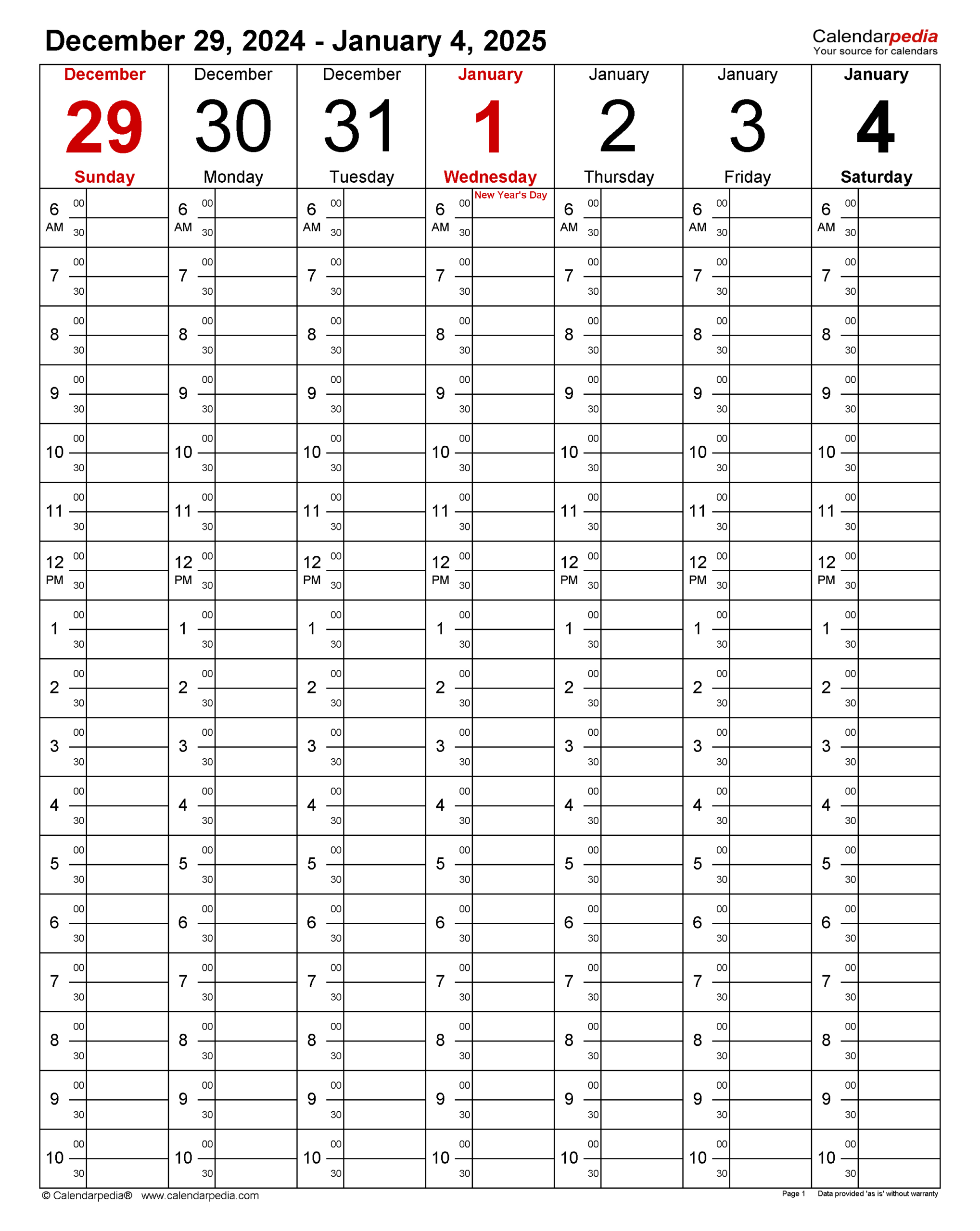 Weekly Calendars 2025 For Pdf - 12 Free Printable Templates - Printable Calendar 2025 Hourly
