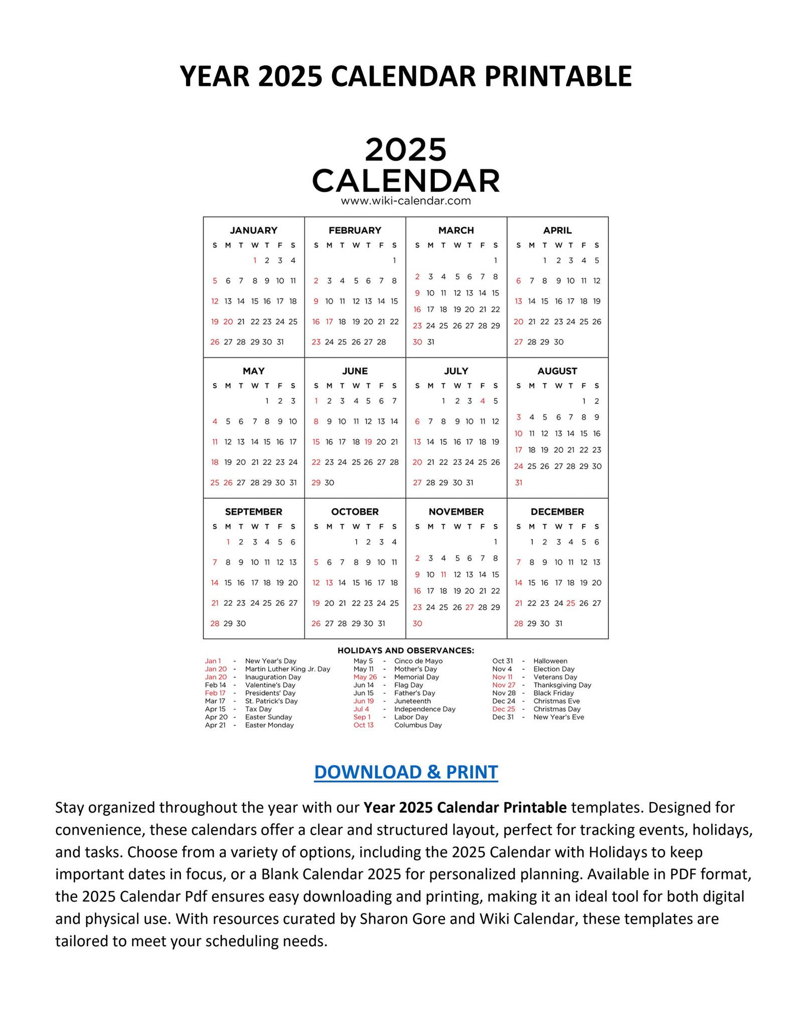 Year 2025 Calendar Printable - Wiki Calendarwiki Calendar - Issuu - Printable Calendar 2025 Reddit