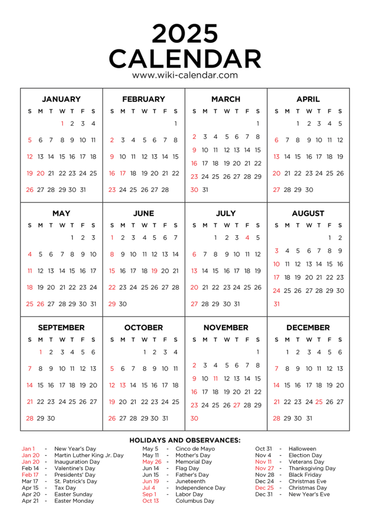 Printable Calendar 2025 Free Download Word