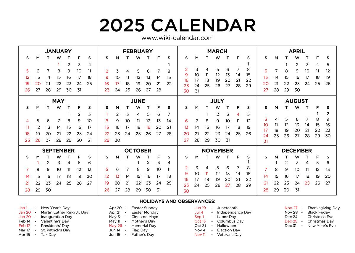 Year 2025 Calendar - Wiki Calendarwiki Calendar - Issuu - Printable Calendar 2025 Reddit