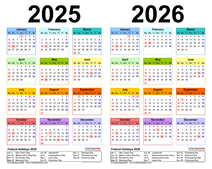 Printable Calendar August 2025 to July 2026