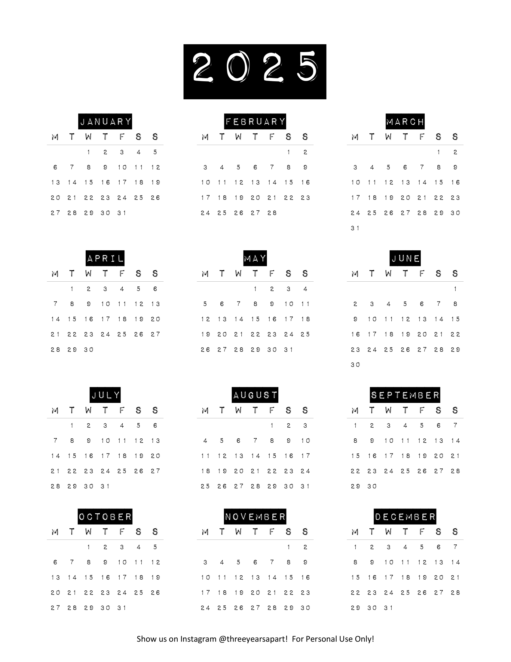 2025 Calendar Free Printable | Bullet Journal And Planner Free - August Bullet Journal Calendar 2025