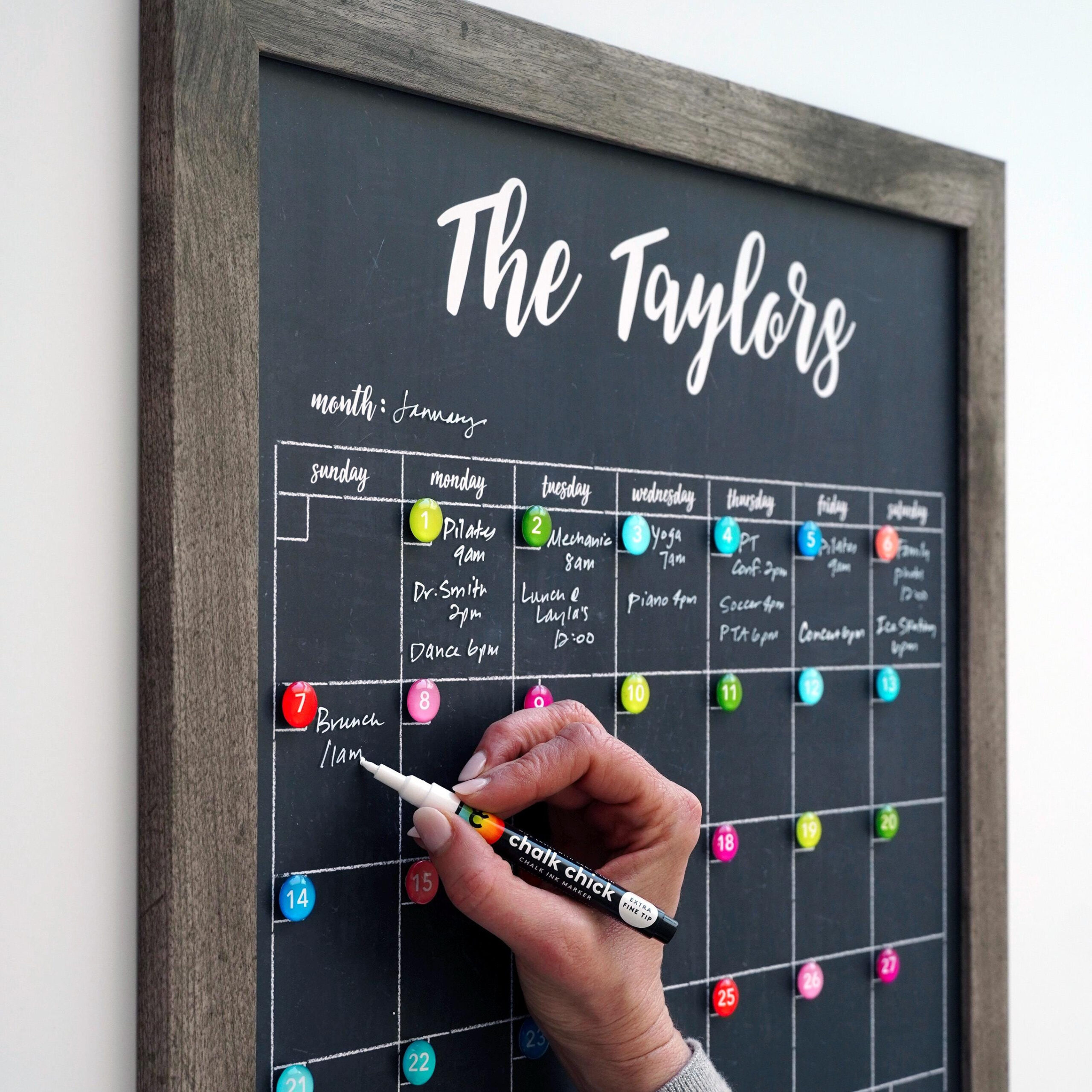 2025 Personalized Dry Erase Framed Monthly Calendar | Medium - August 2025 Chalkboard Calendar Ideas