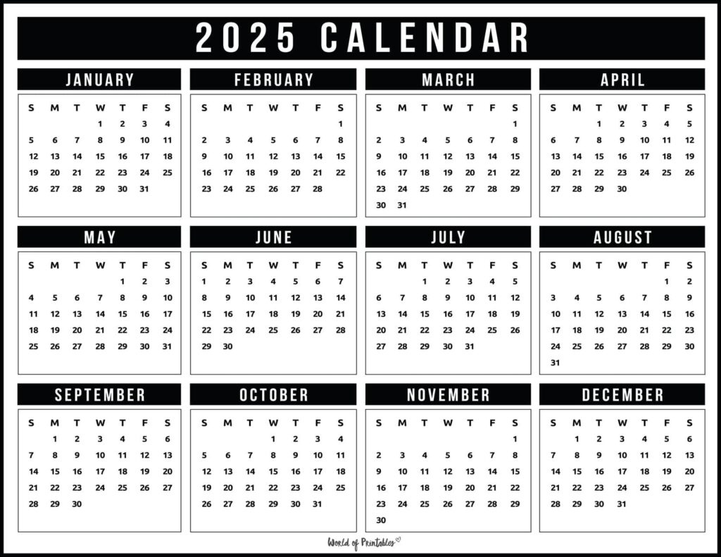 2025 Year Calendars - 70 Best Printables - World Of Printables - World of Printables August 2025 Calendar