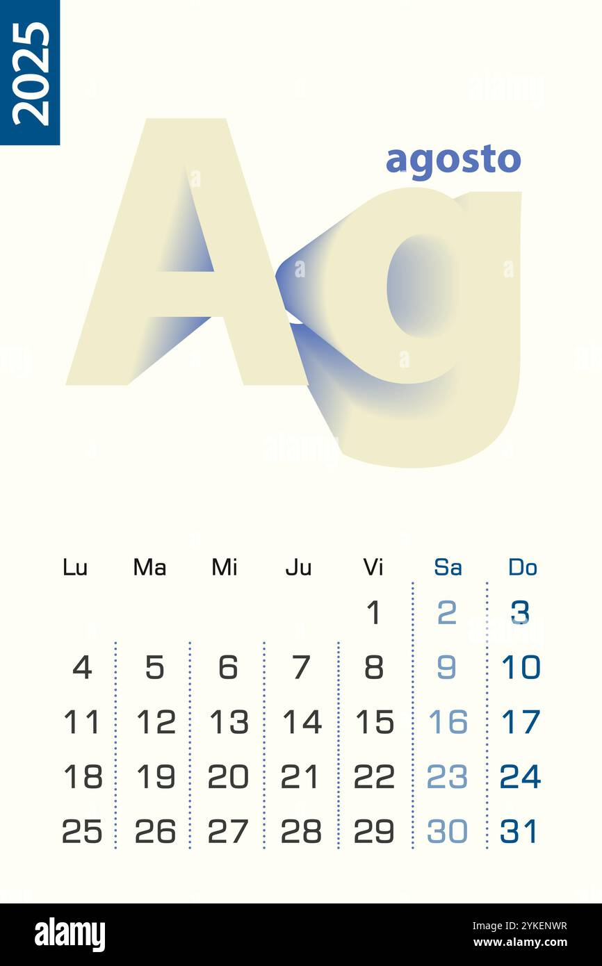 Agosto 2025 Stock Vector Images - Alamy - August In Spanish Calendar 2025