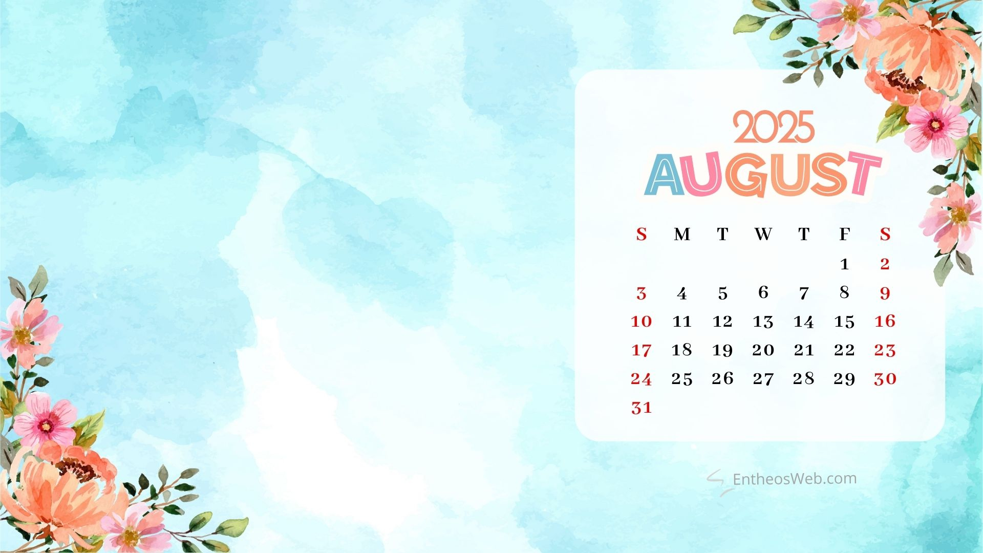August 2025 Calendar Desktop Wallpapers &amp;amp; Screensavers | Entheosweb - August 2025 Desktop Calendar