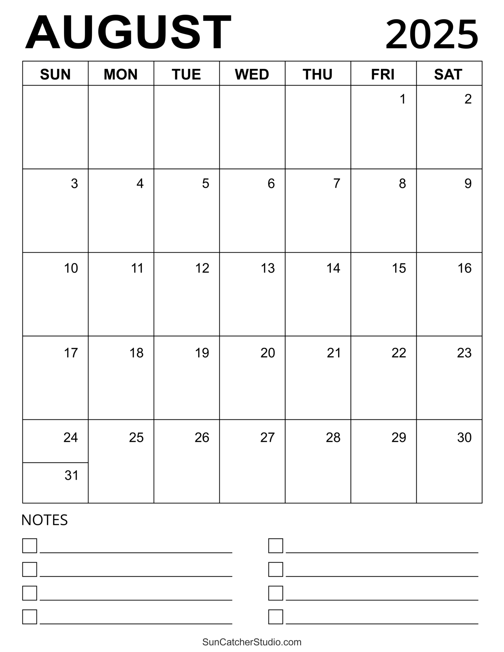 August 2025 Calendar (Free Printable) – Free Printables, Monograms - August Calendar 2025 Printable Word