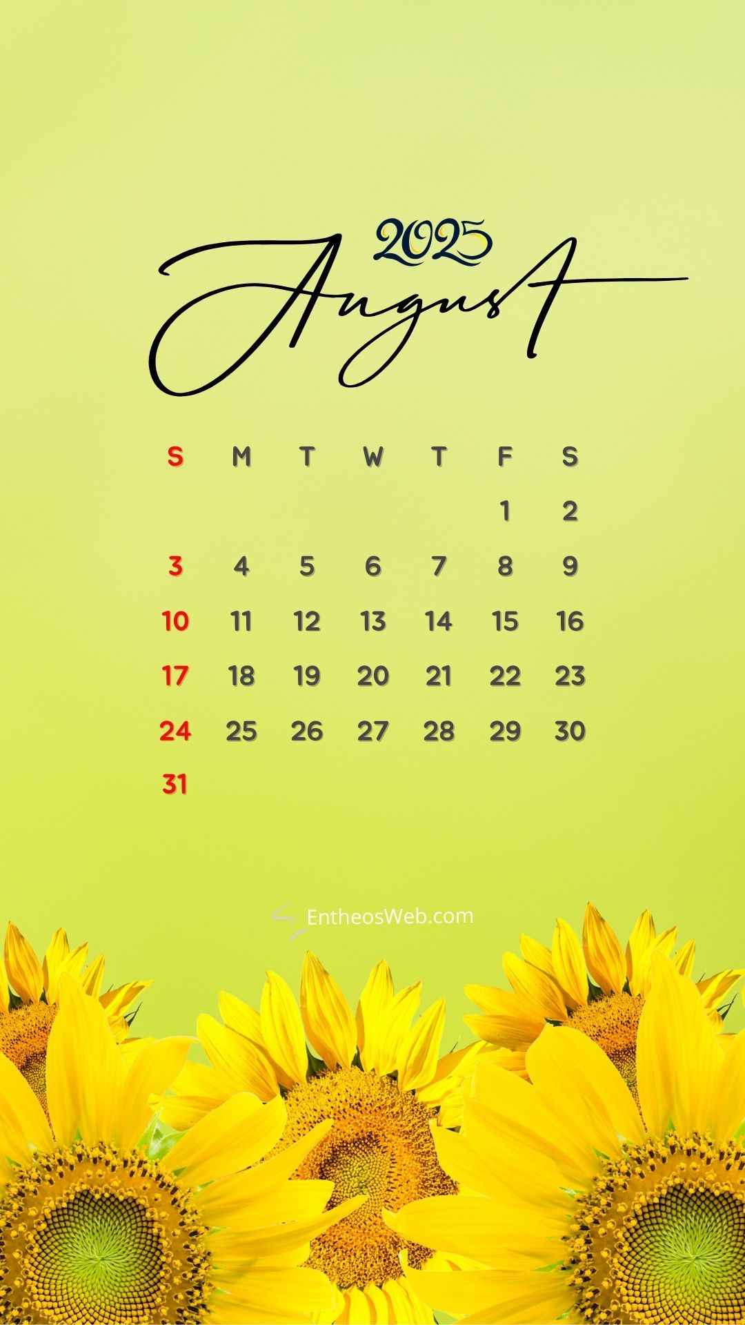 August 2025 Calendar Phone Wallpapers | Entheosweb - August 2025 Wallpaper Calendar