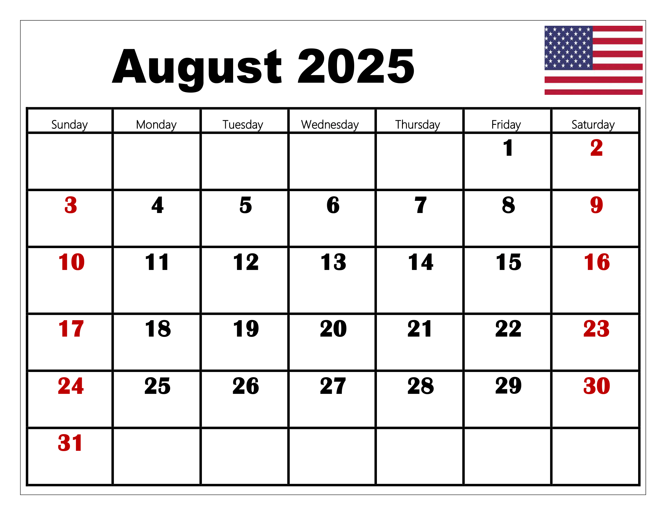 August 2025 Calendar Printable Pdf Template With Holidays - August Holiday Calendar 2025
