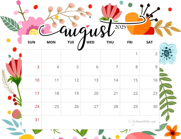 Printable Calendar August 2025