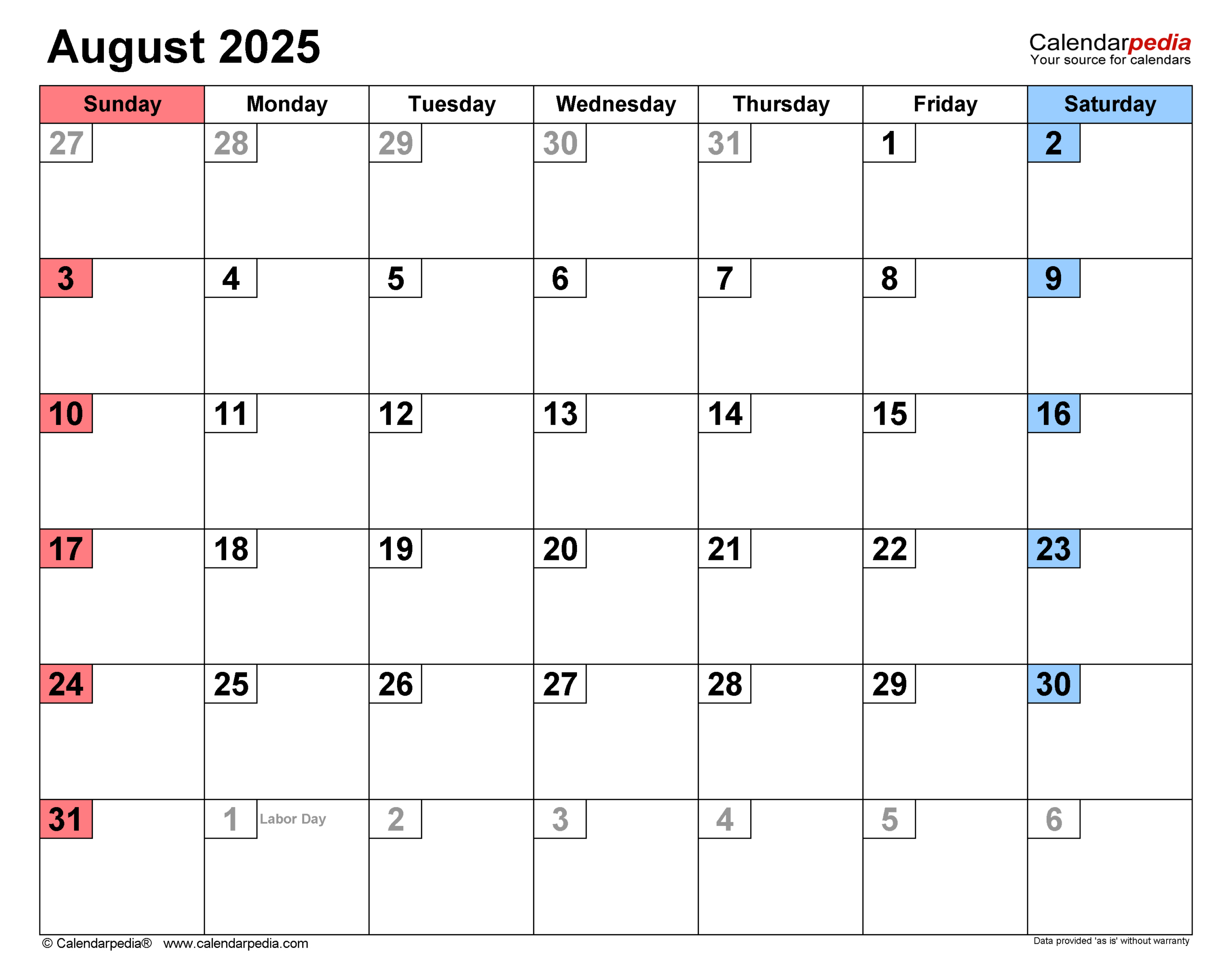 August 2025 Calendar | Templates For Pdf, Excel And Word - August 2025 Calendar Of Events