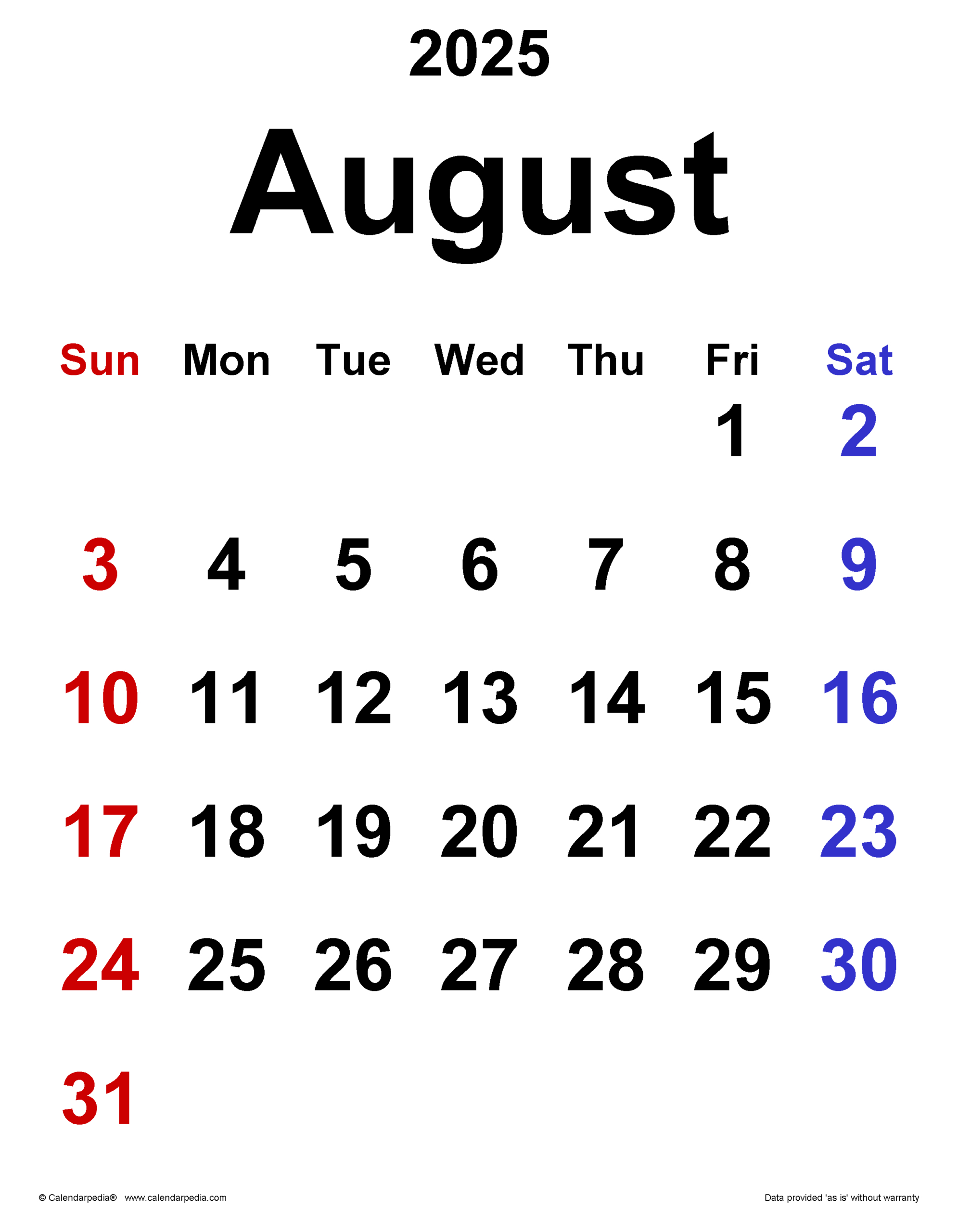 August 2025 Calendar | Templates For Pdf, Excel And Word - August 8 2025 Calendar