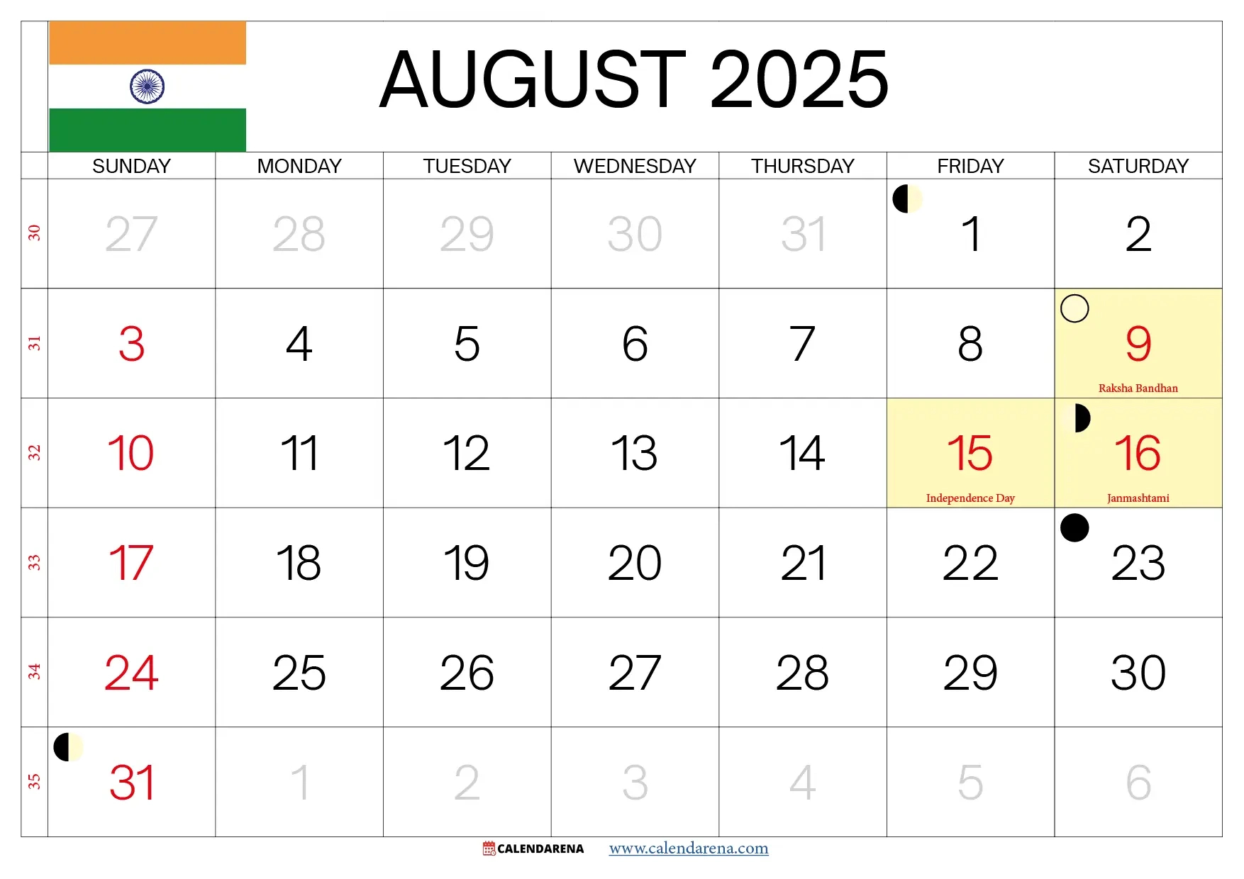 August 2025 Calendar With Holidays India - Tamil Calendar August 2025