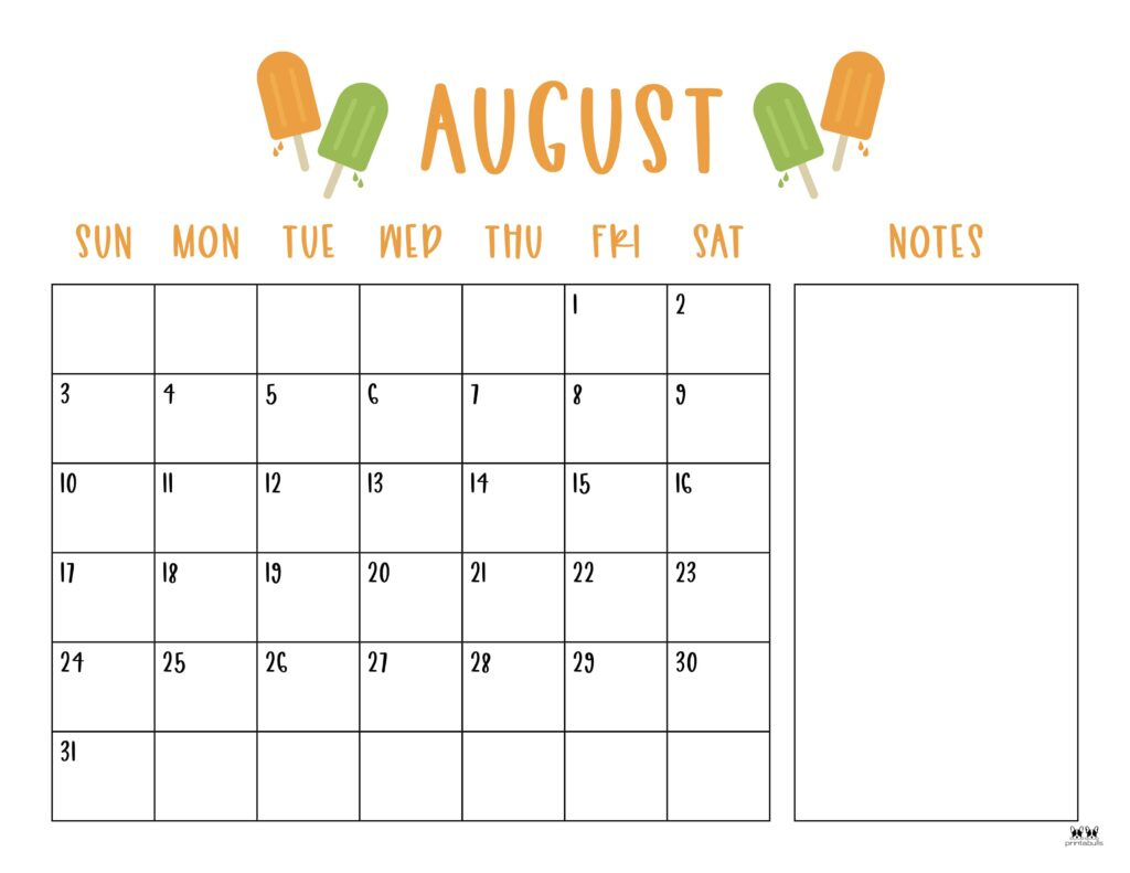 August 2025 Calendars - 107 Free Printables | Printabulls - August 2025 Calendar Theme Ideas