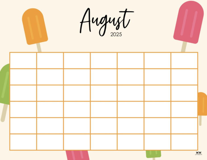 August Blank Printable Calendar 2025