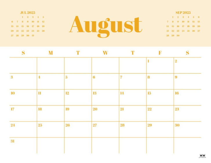 Calendar Page For August 2025