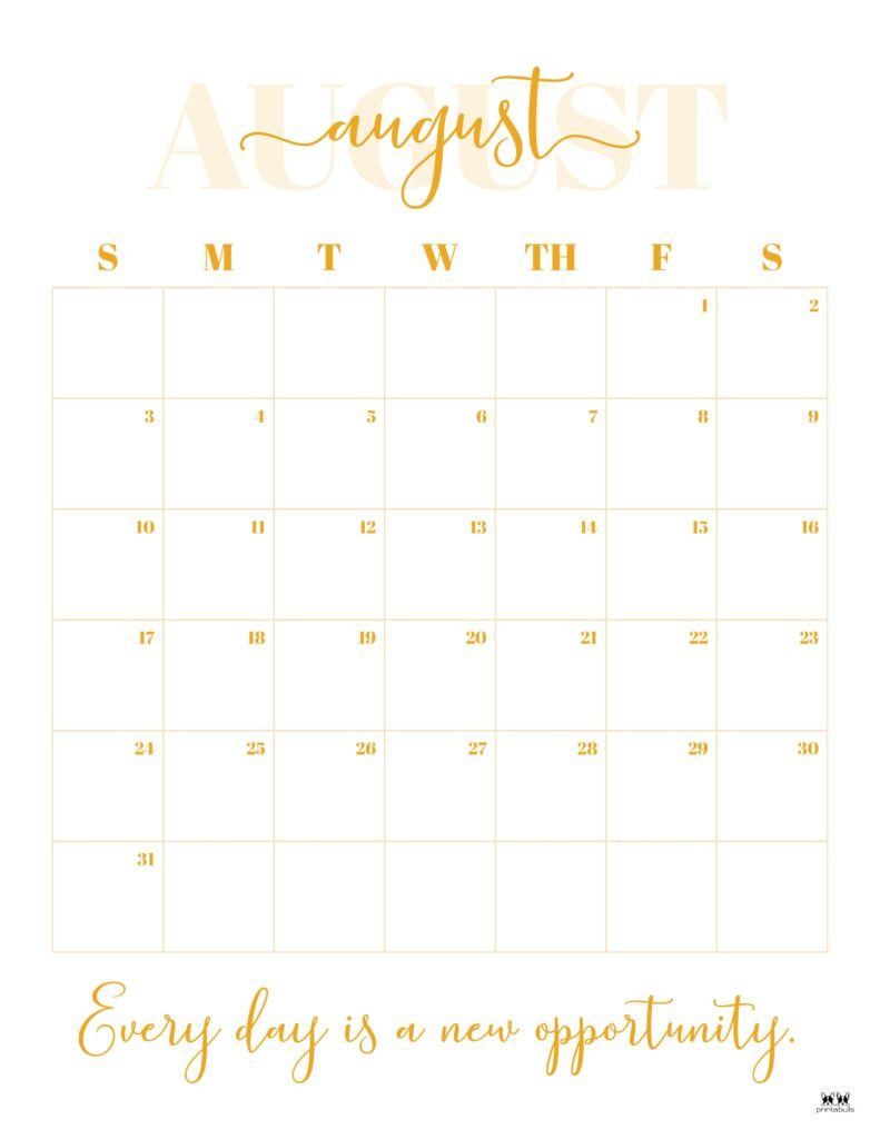 August 2025 Calendars - 107 Free Printables | Printabulls - Cute August Printable Calendar 2025