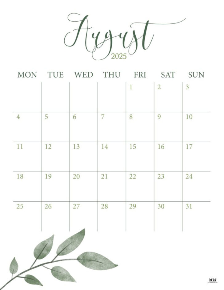 Show Me a Calendar For August 2025