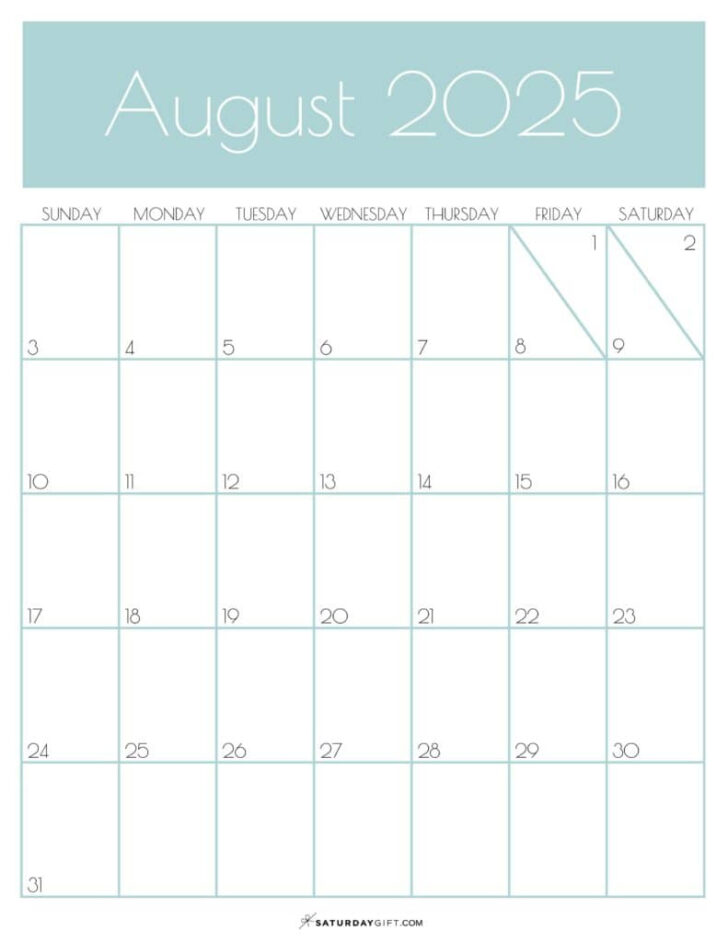 August 2025 Calendar Portrait