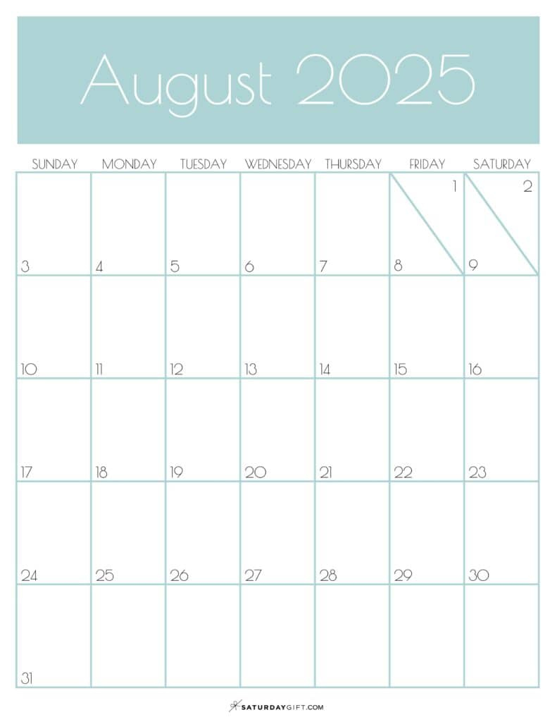 August 2025 Calendar Portrait | Calendar Printable