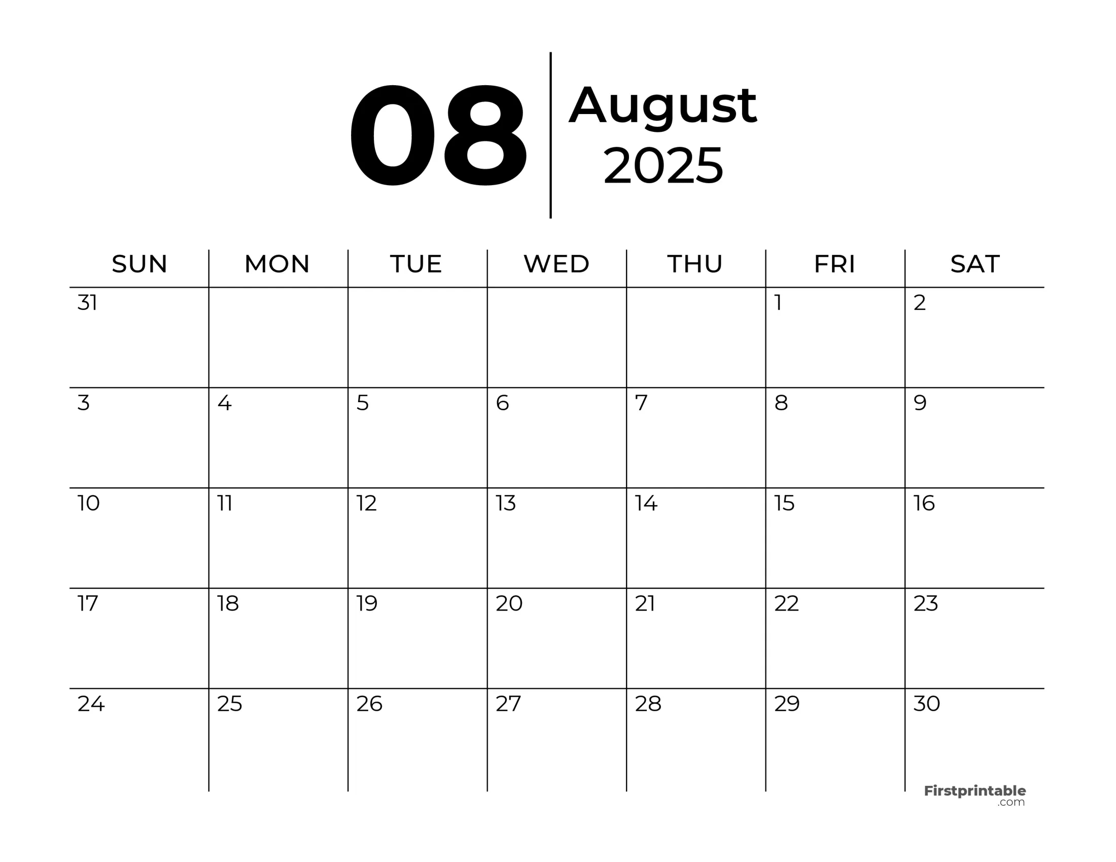 August 2025 Calendars - Free Printable &amp;amp; Fillable - August 2025 Calendar Editable Word