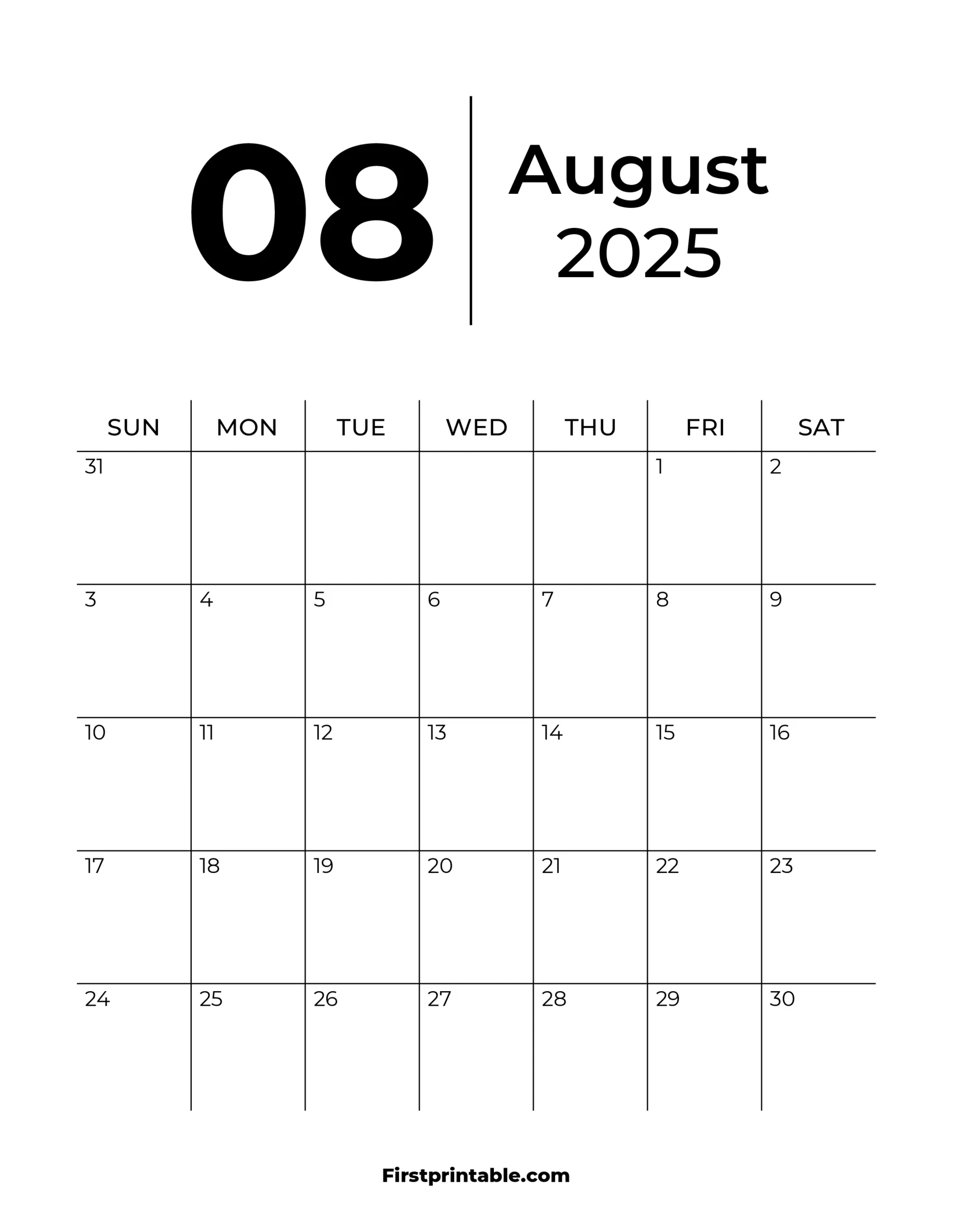 August 2025 Calendars - Free Printable &amp;amp; Fillable - August Calendar 2025 Printable Word