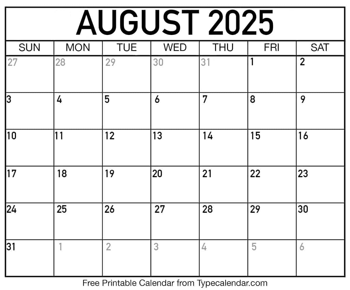 August 2025 Calendars - Free Printable Templates - August Free Printable Calendar 2025