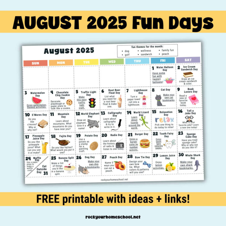 August 2025 National Days Calendar