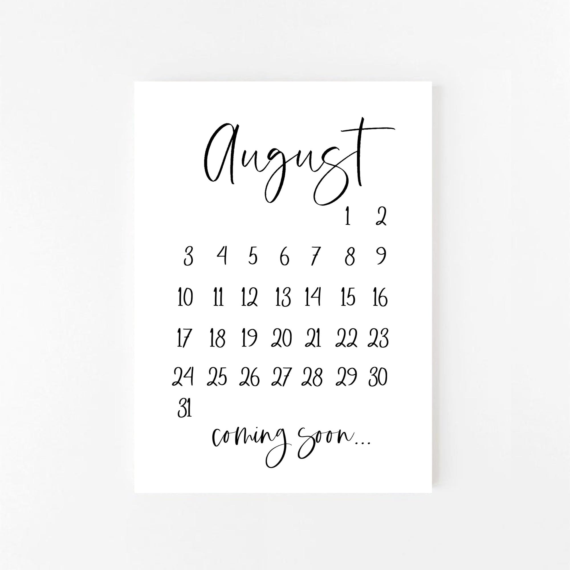 August 2025 Pregnancy Announcement Printable | August | Calendar - August 2025 Calendar Save The Date